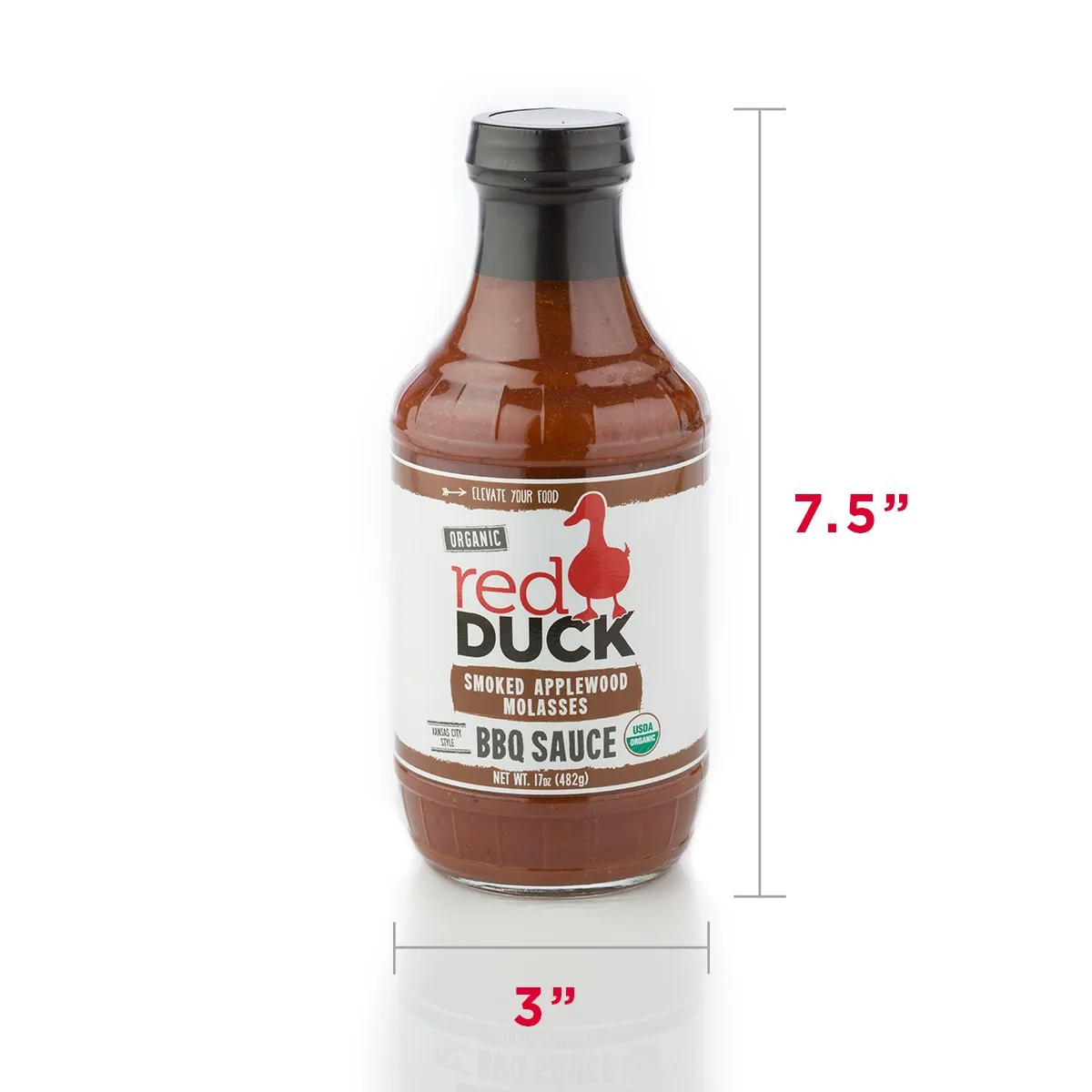 Red Duck Smoked Applewood Molasses Organic BBQ Sauce - Gluten-Free, All Natural (Smoked Applewood Molasses, 17 fl. oz.)