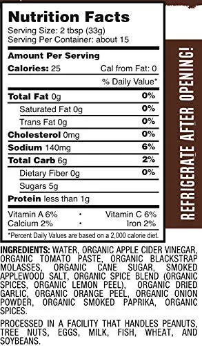 Red Duck Smoked Applewood Molasses Organic BBQ Sauce - Gluten-Free, All Natural (Smoked Applewood Molasses, 17 fl. oz.)