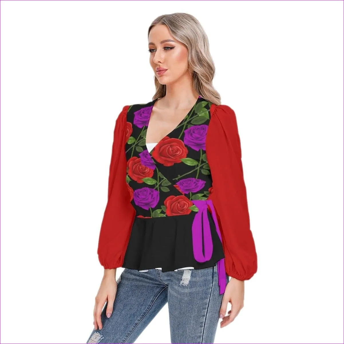 Red Rose Purp Women's Long Sleeve Shirt