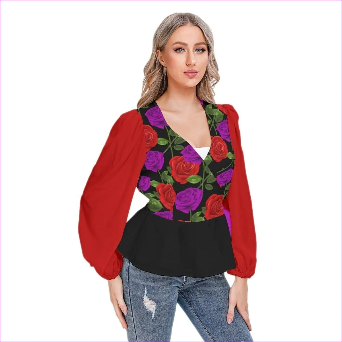 Red Rose Purp Women's Long Sleeve Shirt