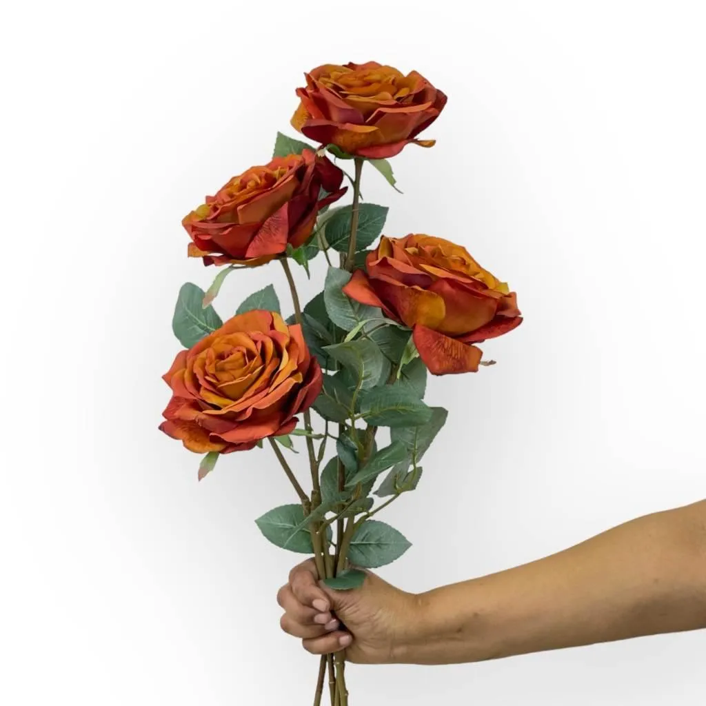 Rose Full Bloom Rust Artificial Flowers