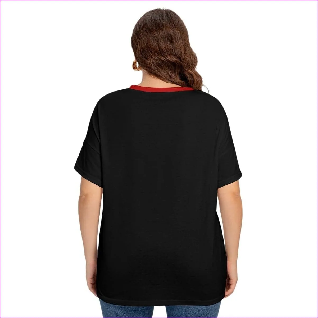 Rose Women's Drop-shoulder Short Sleeve T-shirt With Sleeve Loops Voluptuous ( ) Plus Size