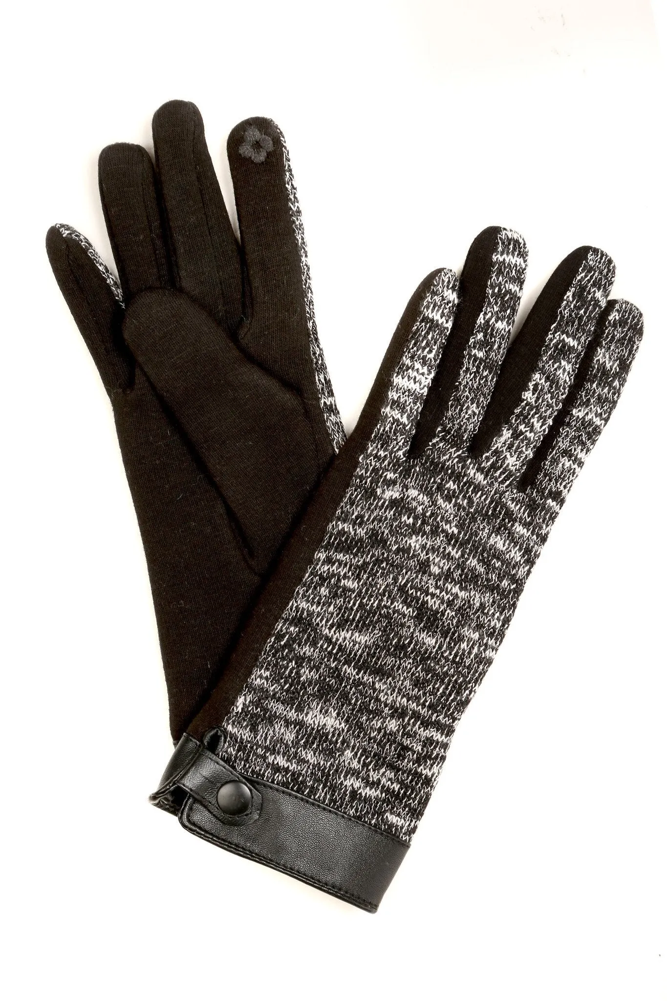 Sakkas Lilith Heather Knit Wrist Length Touch Screen Wrist Snap Winter Gloves