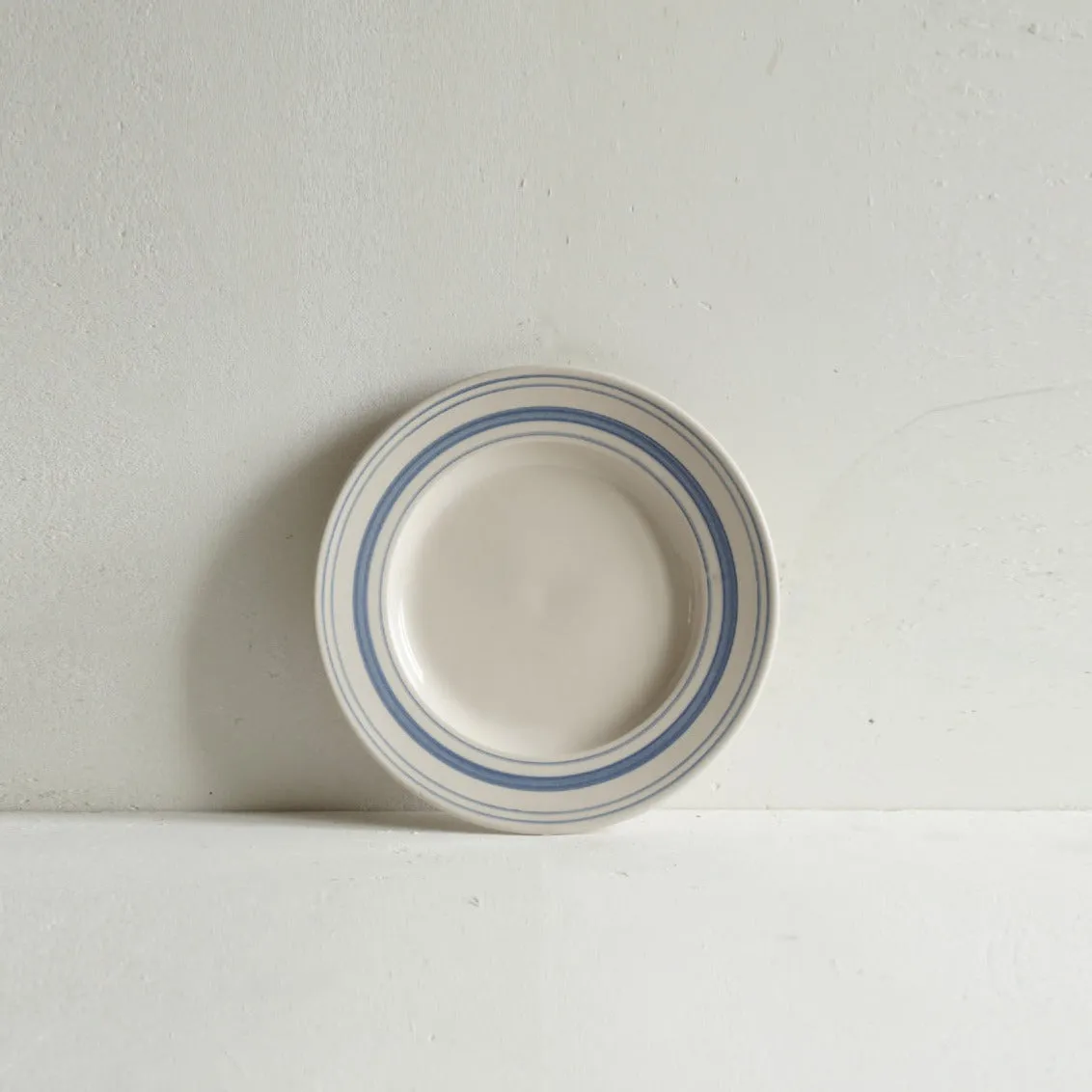 Set of Small Side Plates Navy Linen Stripe - Classical Stoneware