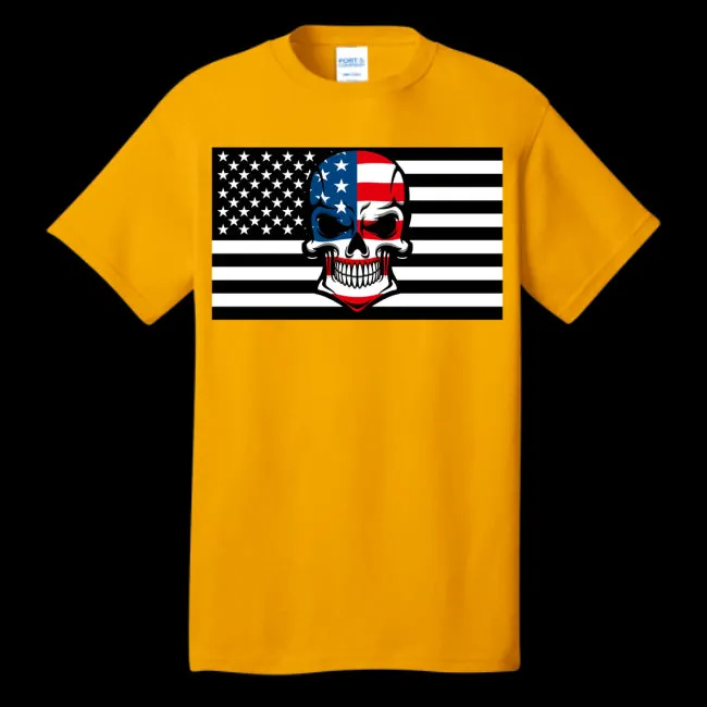 Skull Flag Men's Cotton Crew Neck Tee - Ships from The US