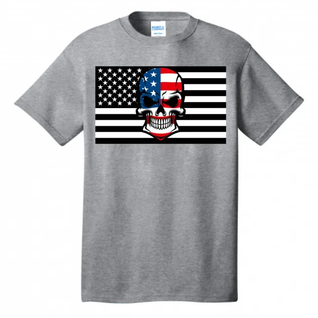 Skull Flag Men's Cotton Crew Neck Tee - Ships from The US