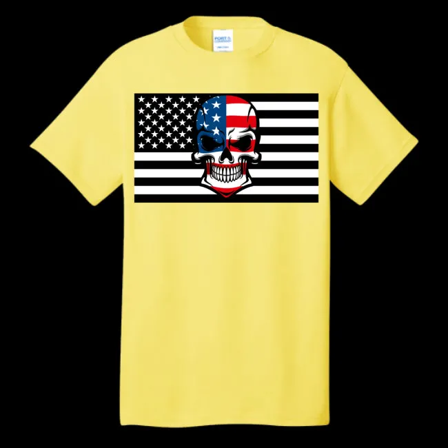 Skull Flag Men's Cotton Crew Neck Tee - Ships from The US