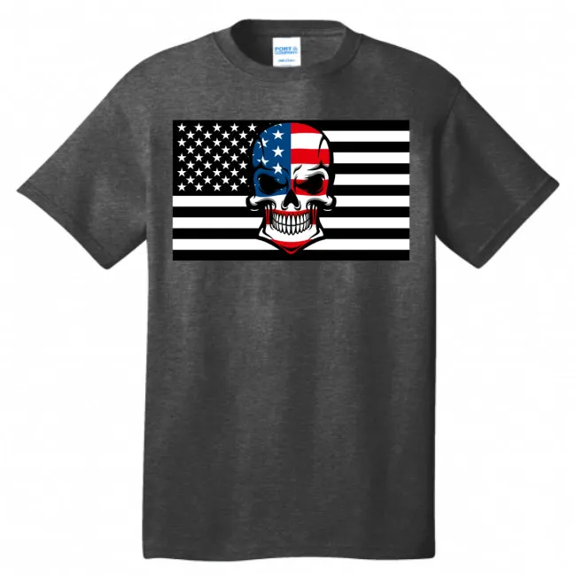 Skull Flag Men's Cotton Crew Neck Tee - Ships from The US