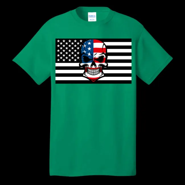 Skull Flag Men's Cotton Crew Neck Tee - Ships from The US