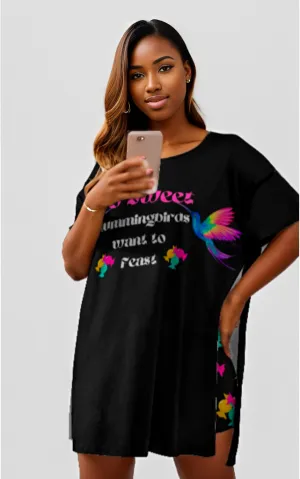 So Sweet Women's Drop-Shoulder T-Shirt with Side Split and Shorts (Voluptuous ( )Plus Size)