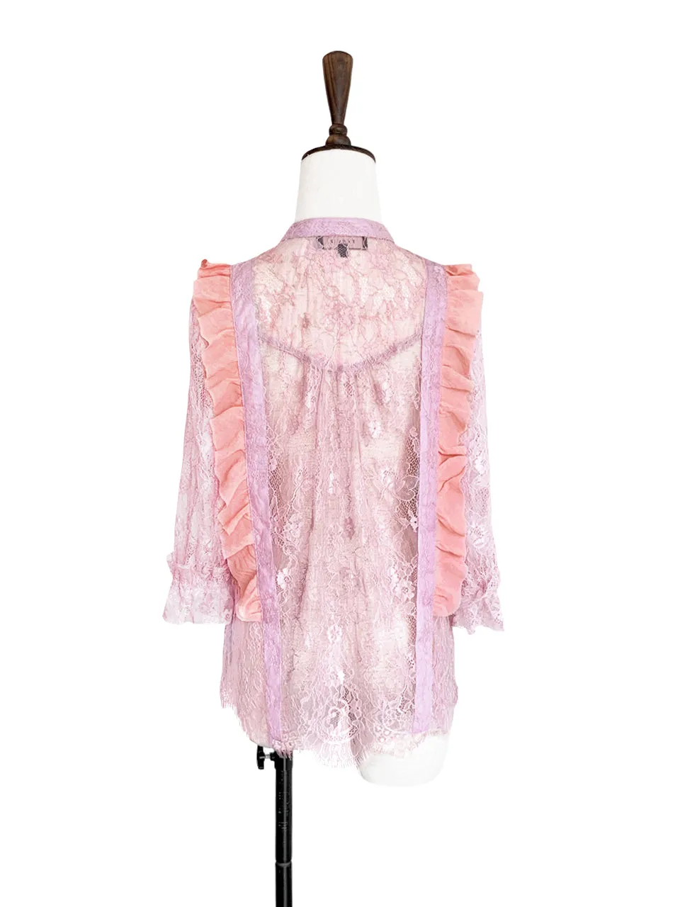 Surprise Sale! Pink Romance Ruffle Collar Sheer Eyelash Lace Blouse