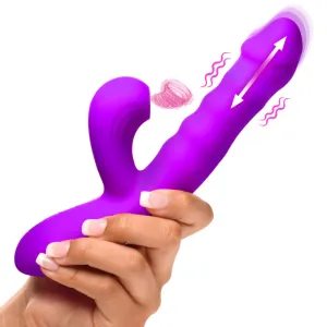 Thrusting and Sucking Silicone Rabbit Vibrator