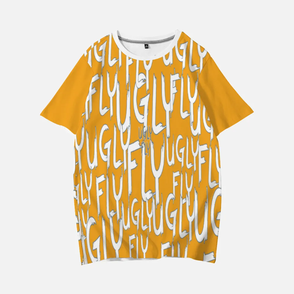 Ugly Fly Fleece Milk Silk Fabric Unisex Short Sleeve T-Shirt -Orange