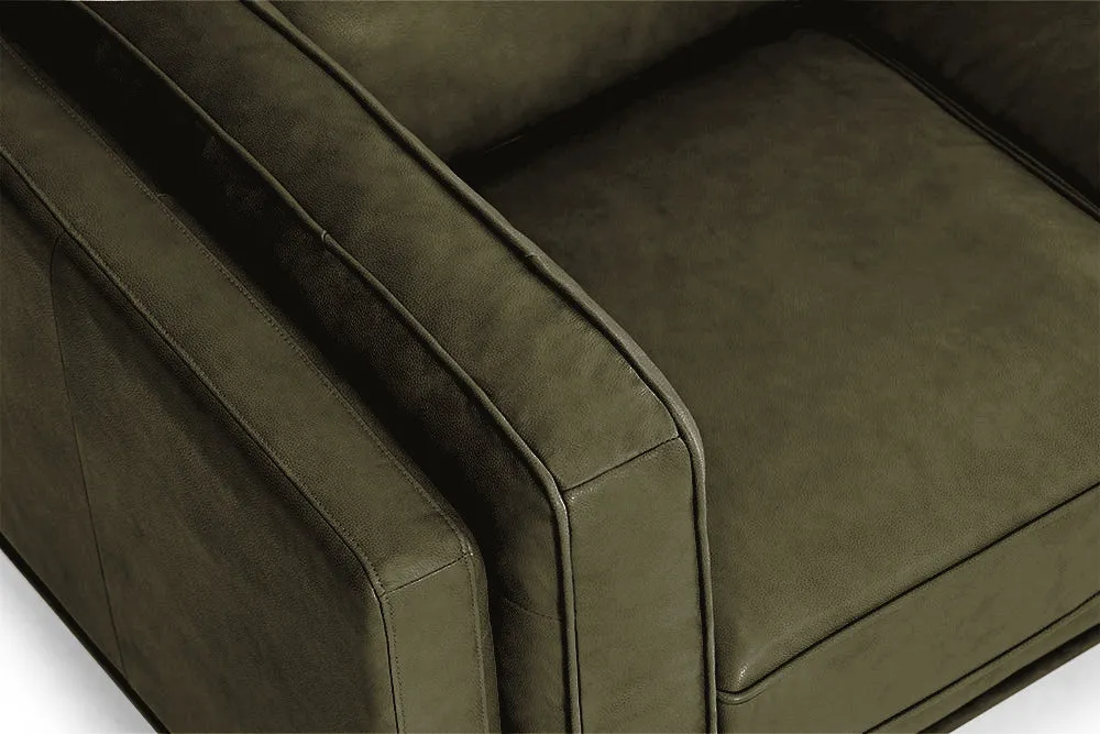 Valencia Artisan Leather Accent Chair, Olive Green