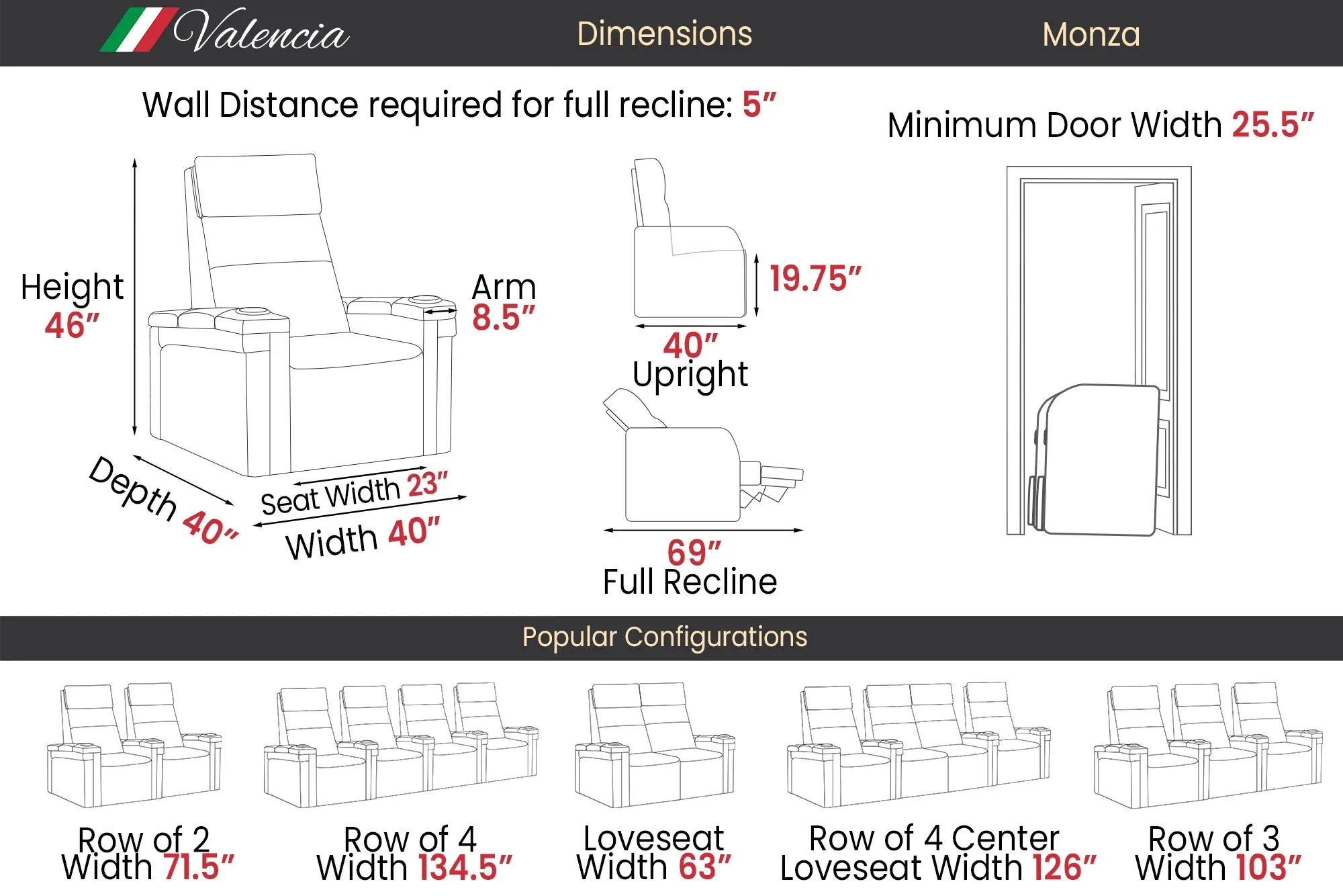 Valencia Monza Leather Home Theater Seating With Carbon Fiber Panel Row of 2 Loveseat, Black