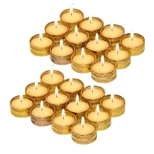 Web Emporium Tealight Candles with Candle Holders for Home Decoration | Premium Unscented Tea Light Candles for Home Decor | Ideal Festival Decorative Items for Home | Long Burning, 24Pc