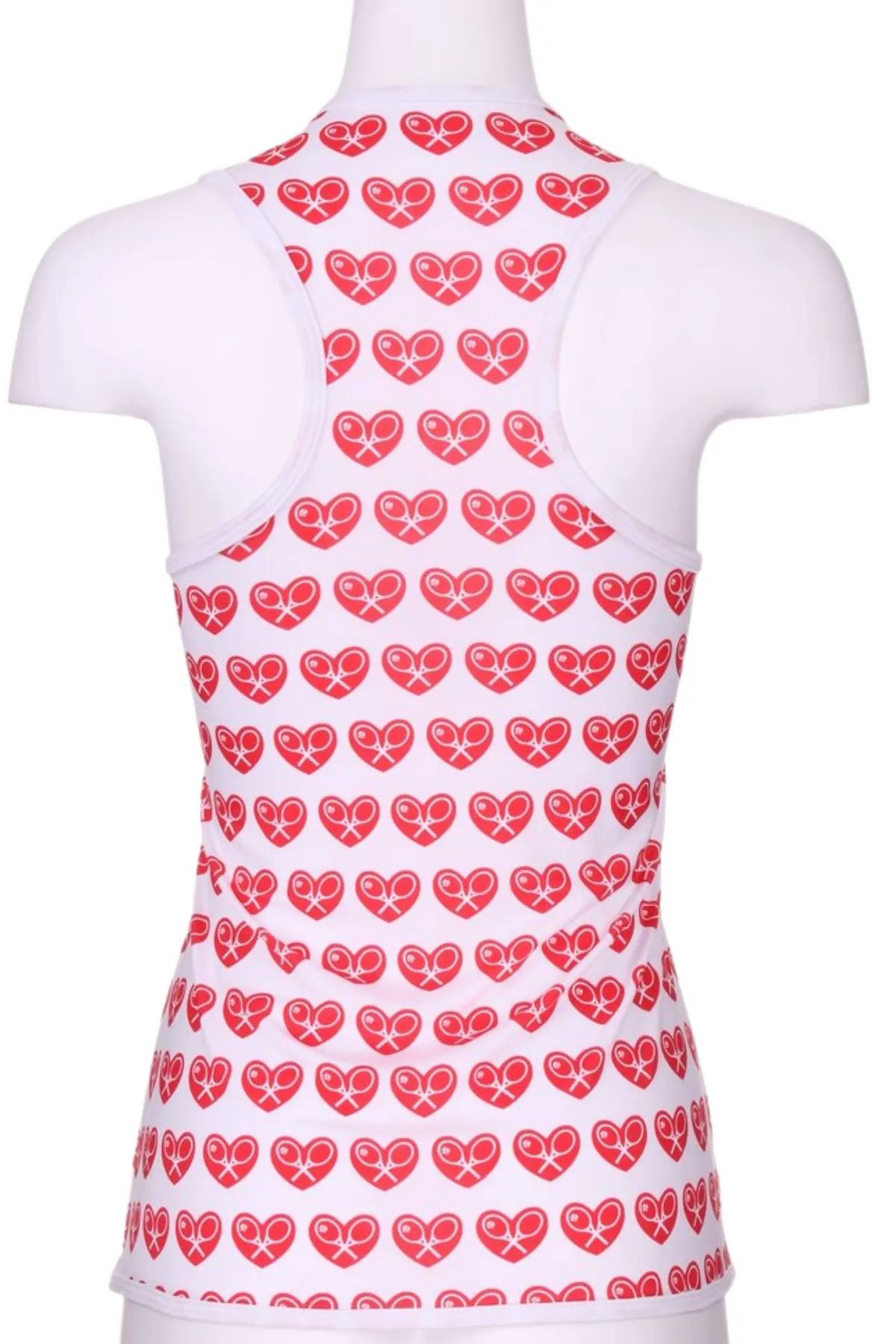 White Vee Tank with Mini Hearts on Back