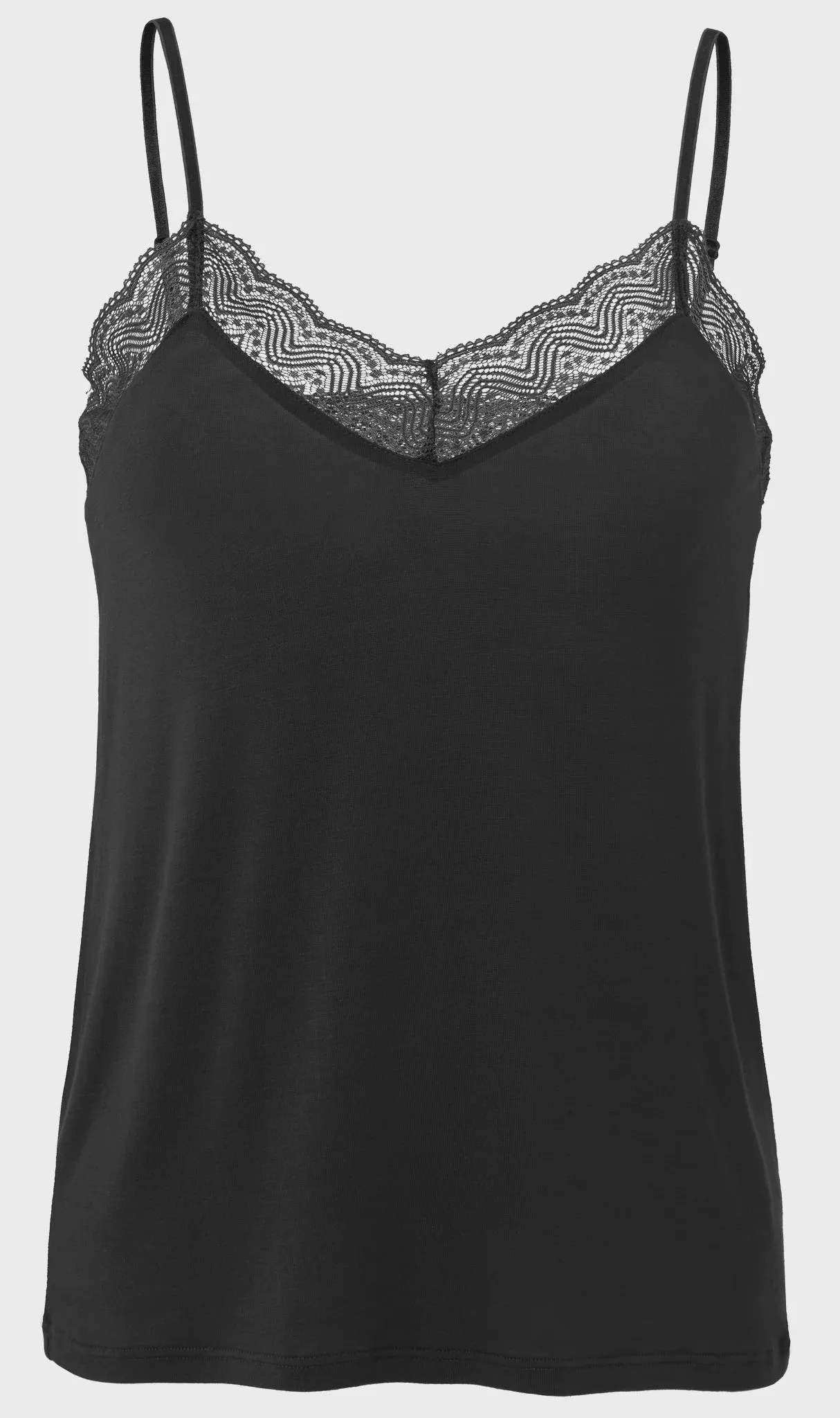 YAYA Lace strappy top black w jersey body